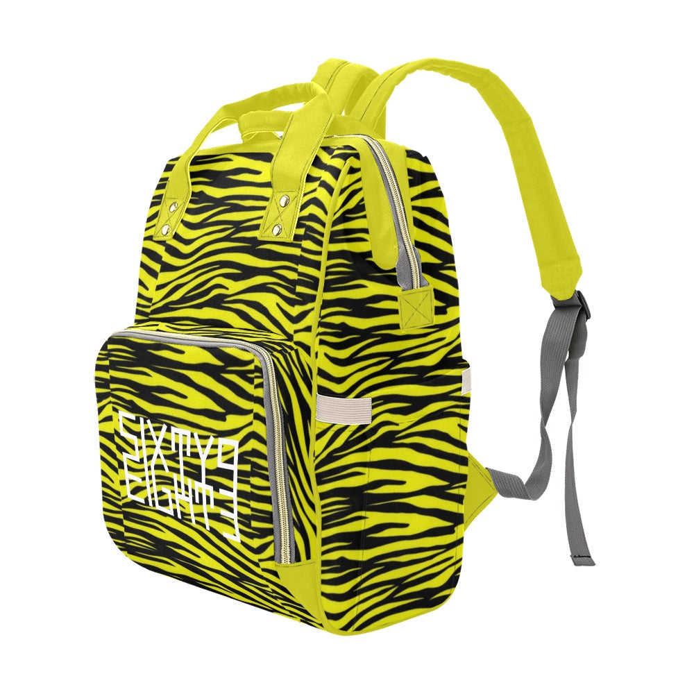 Sixty Eight 93 Logo White Cheetah Black Lemonade Multi-Function BackPack