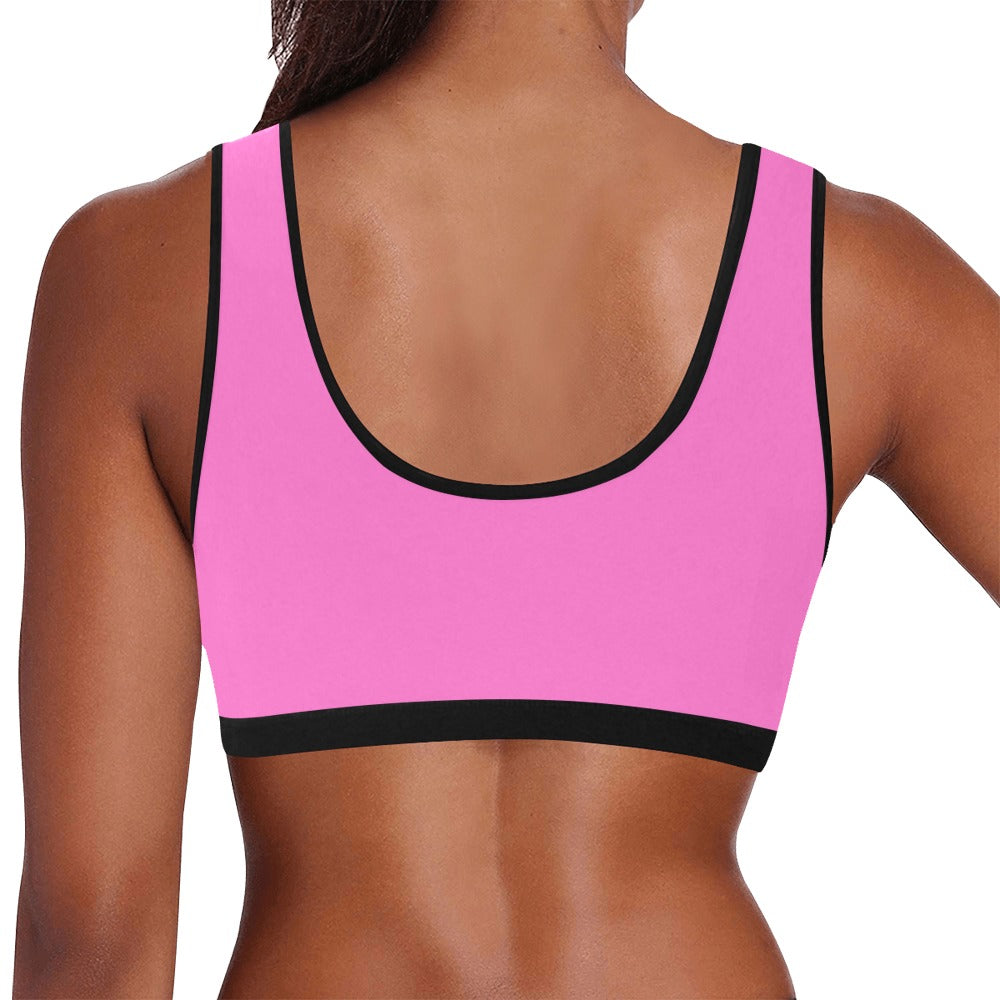 Sixty Eight 93 Logo White Pink & Black Sports Bra