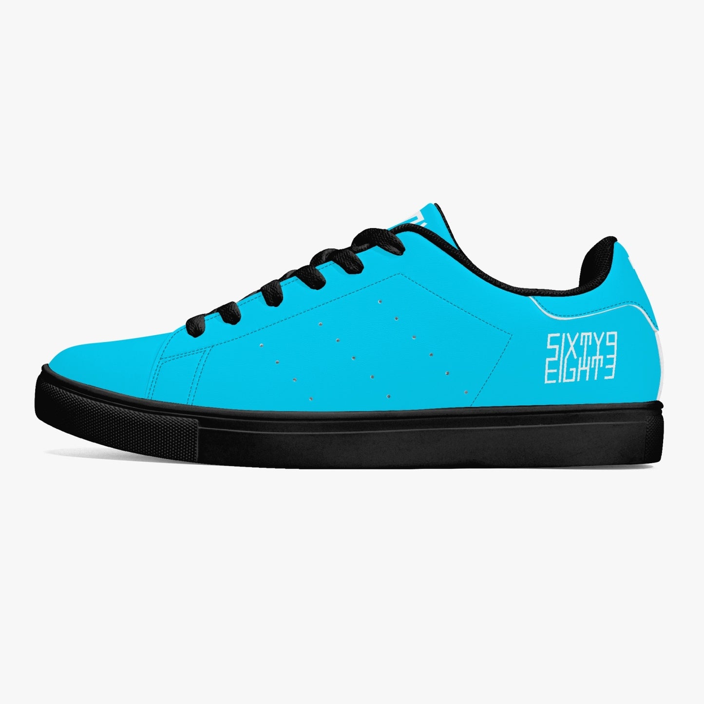 Sixty Eight 93 Logo White Aqua Blue Classic Low-Top Leather Shoes