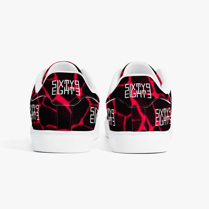 Sixty Eight 93 Logo White Boa Red & Black Classic Low-Top Leather Shoes