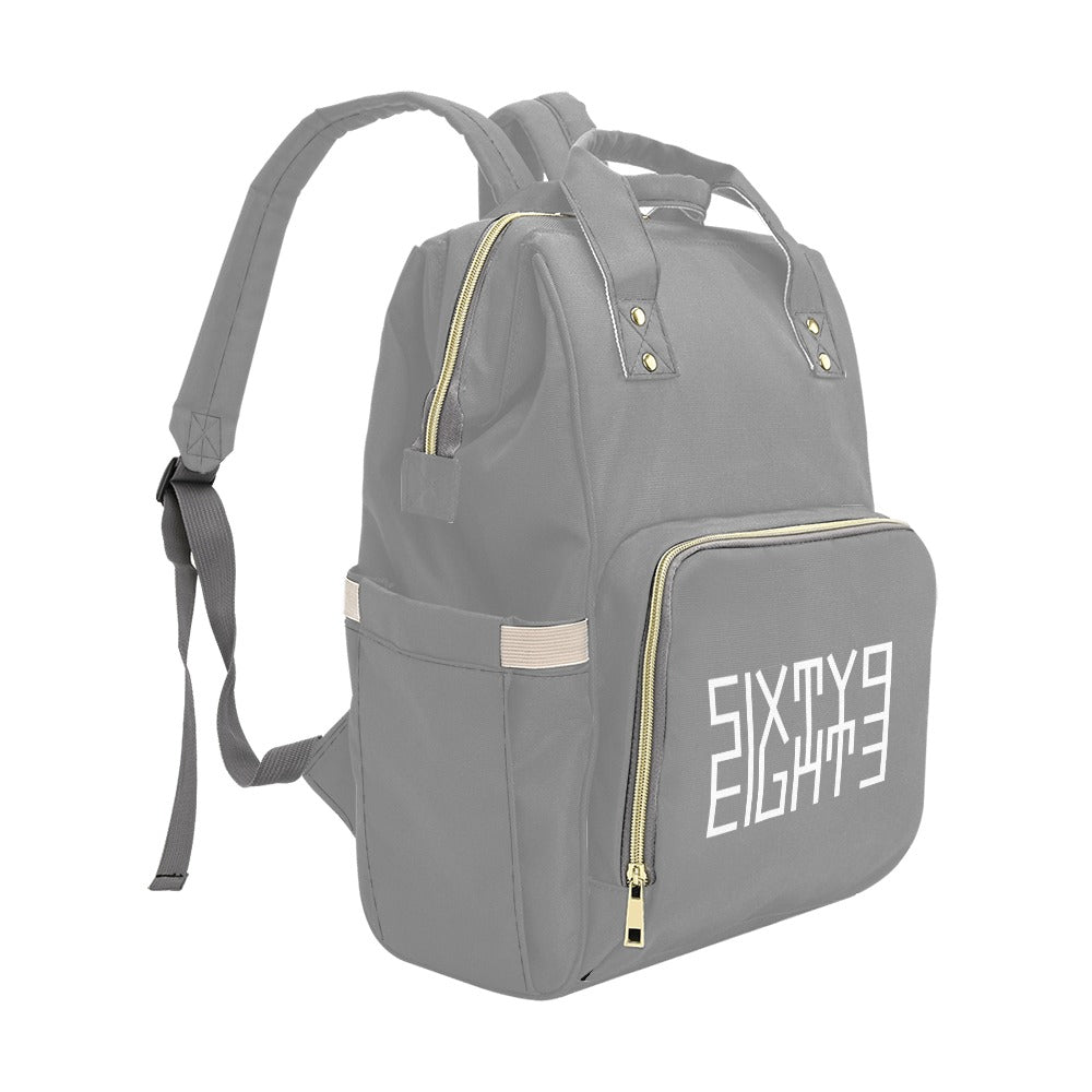 Sixty Eight 93 Logo White Grey Multi-Function BackPack