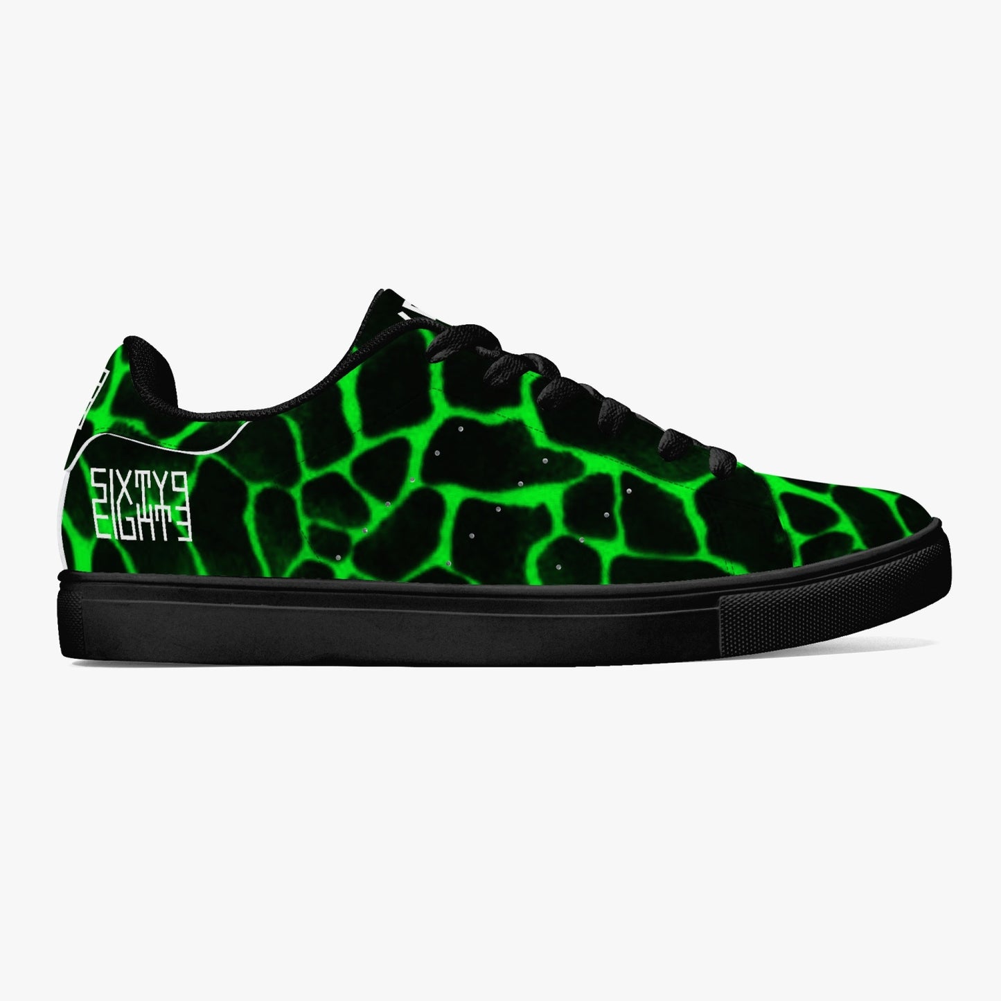 Sixty Eight 93 Logo White Boa Black Lime Classic Low-Top Leather Shoes