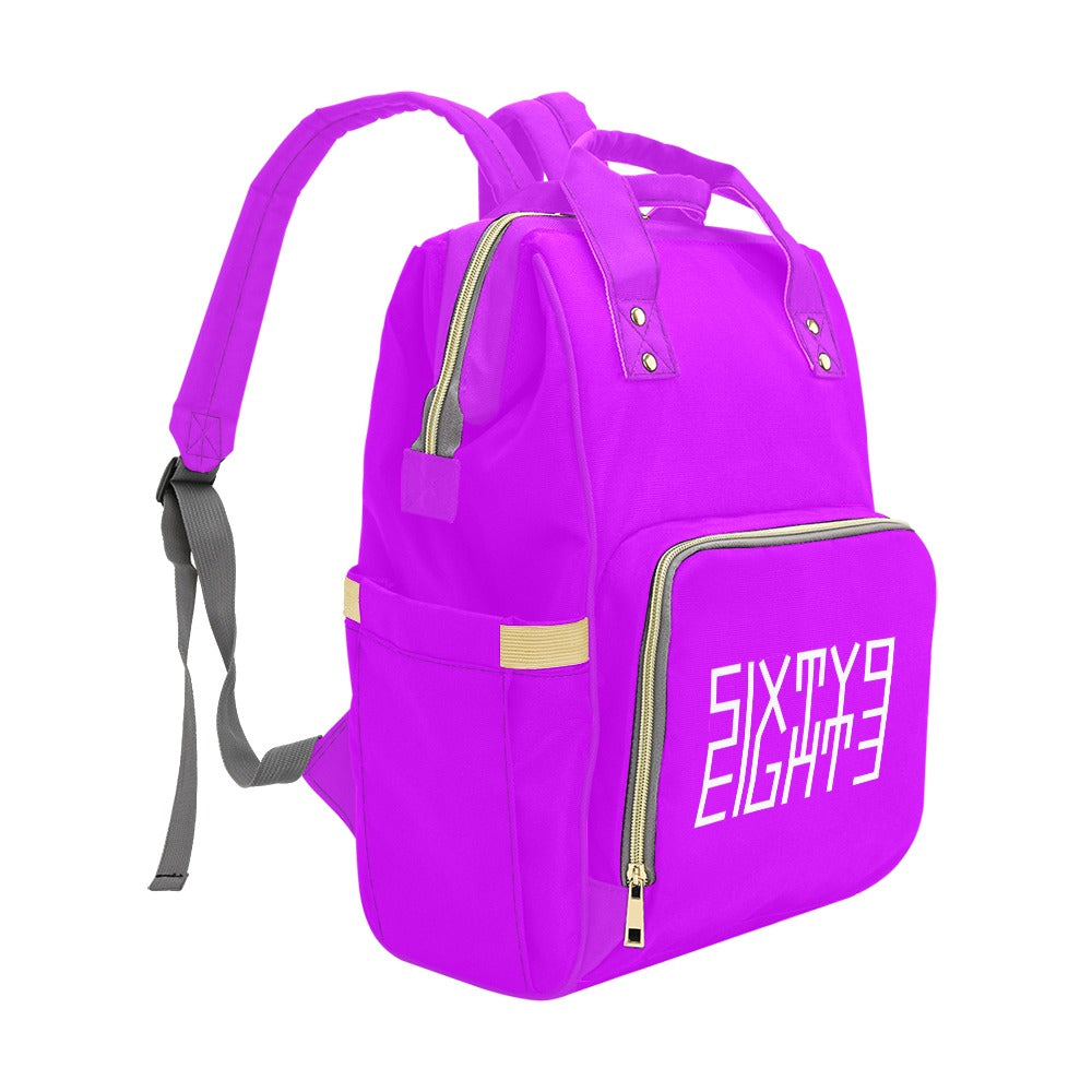 Sixty Eight 93 Logo White Purple Multi-Function BackPack