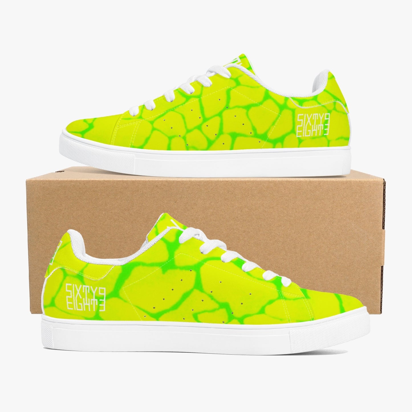 Sixty Eight 93 Logo White Boa Lemonade Lime Classic Low-Top Leather Shoes