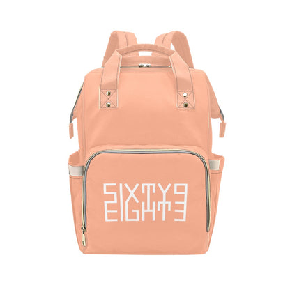 Sixty Eight 93 Logo White Peach Multi-Function BackPack
