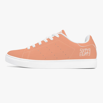 Sixty Eight 93 Logo White Peach Classic Low-Top Leather Shoes