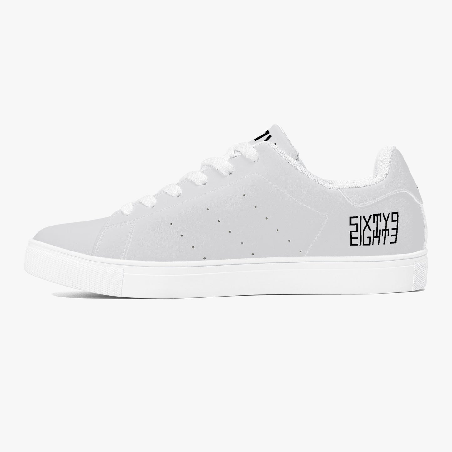 Sixty Eight 93 Logo Black Silver Classic Low-Top Leather Shoes