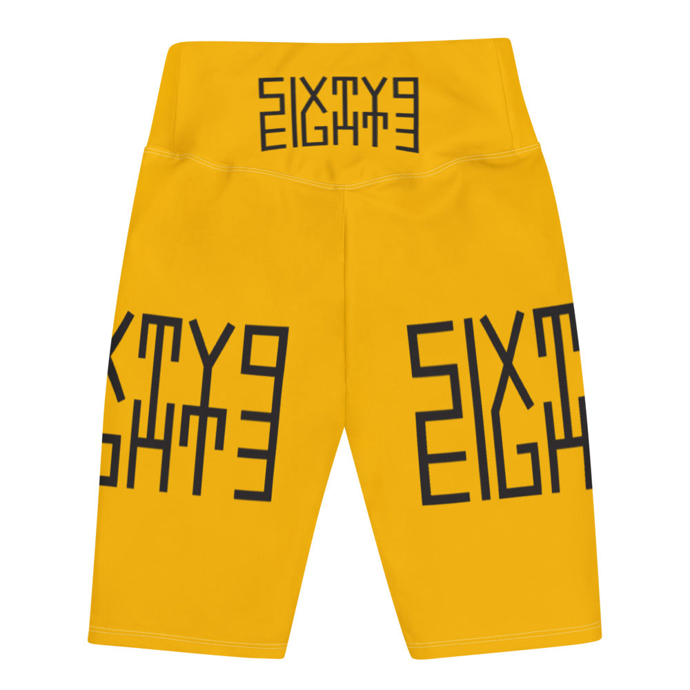Sixty Eight 93 Logo Black & Orange Biker Shorts