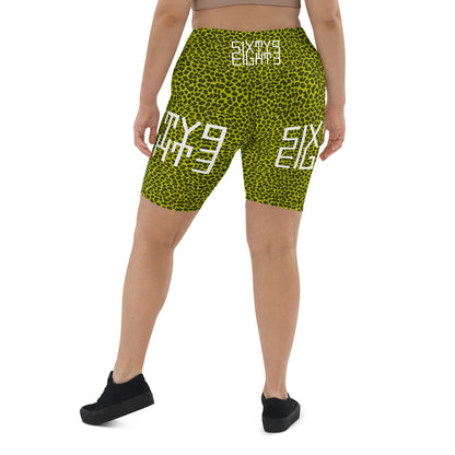 Sixty Eight 93 Logo White Cheetah Lemonade Biker Shorts