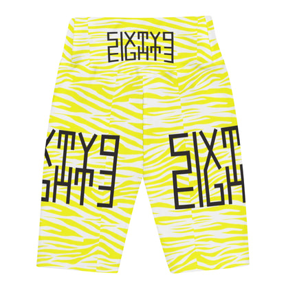 Sixty Eight 93 Logo Black Zebra Crème Lemonade Biker Shorts
