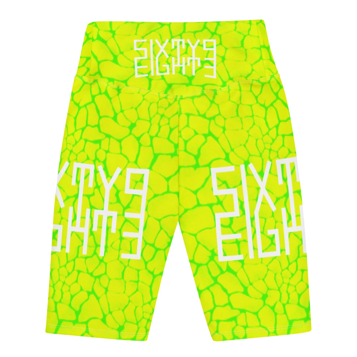 Sixty Eight 93 Logo White Boa Lemonade Lime Biker Shorts