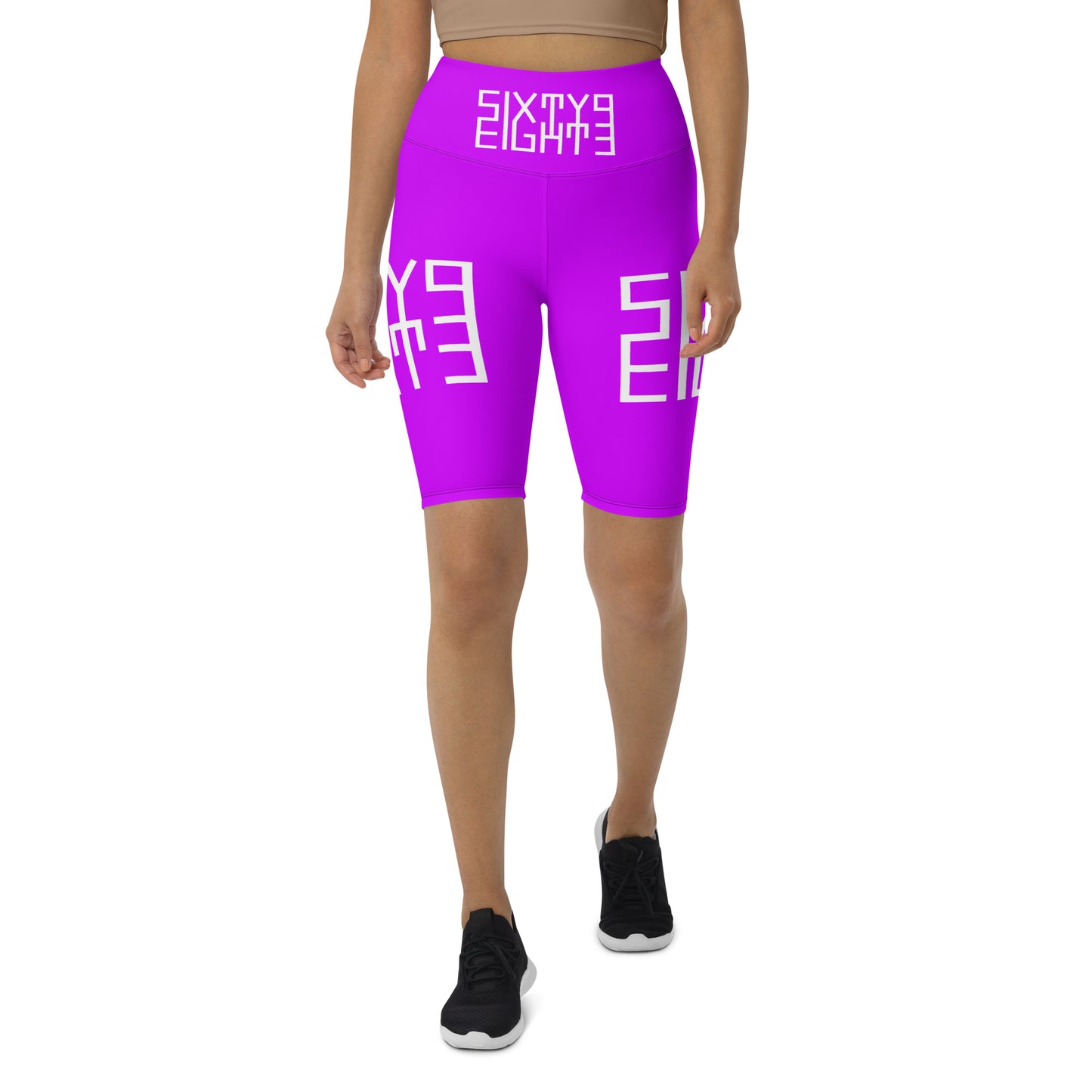 Sixty Eight 93 Logo White & Purple Biker Shorts