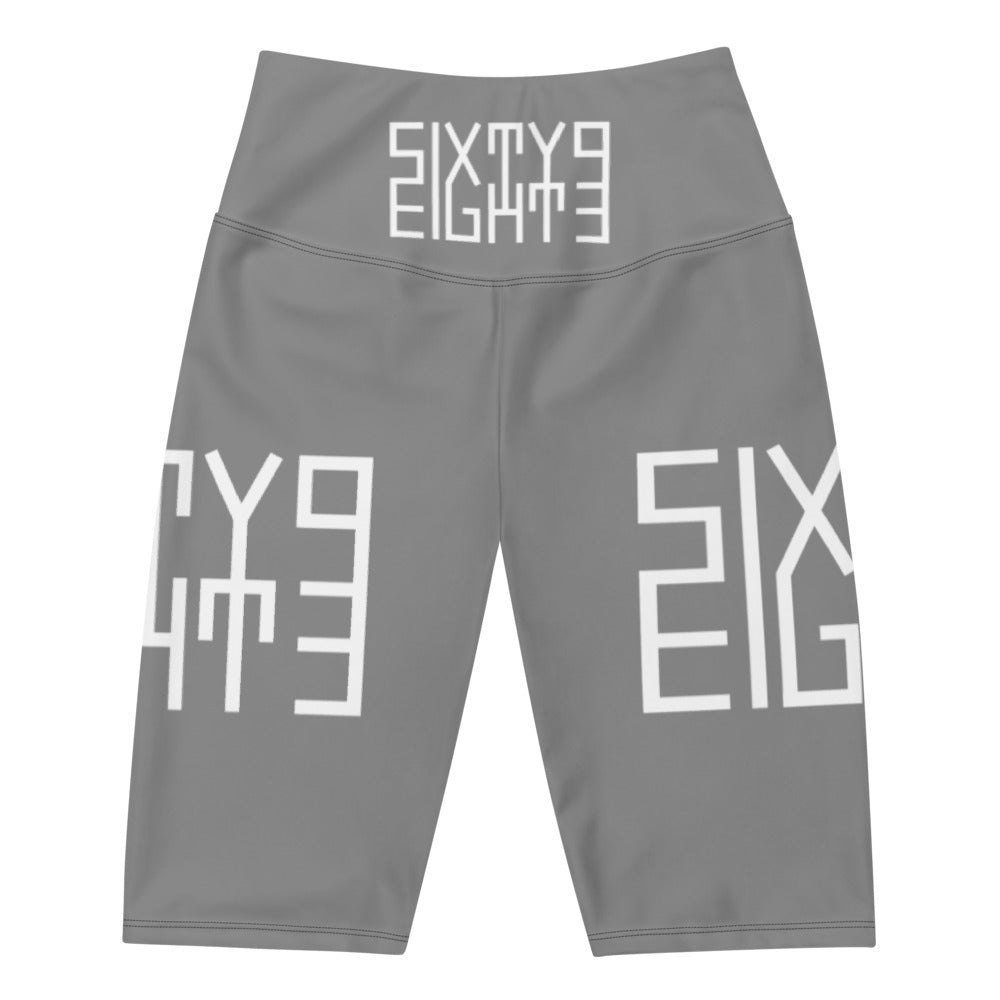 Sixty Eight 93 Logo White & Grey Biker Shorts