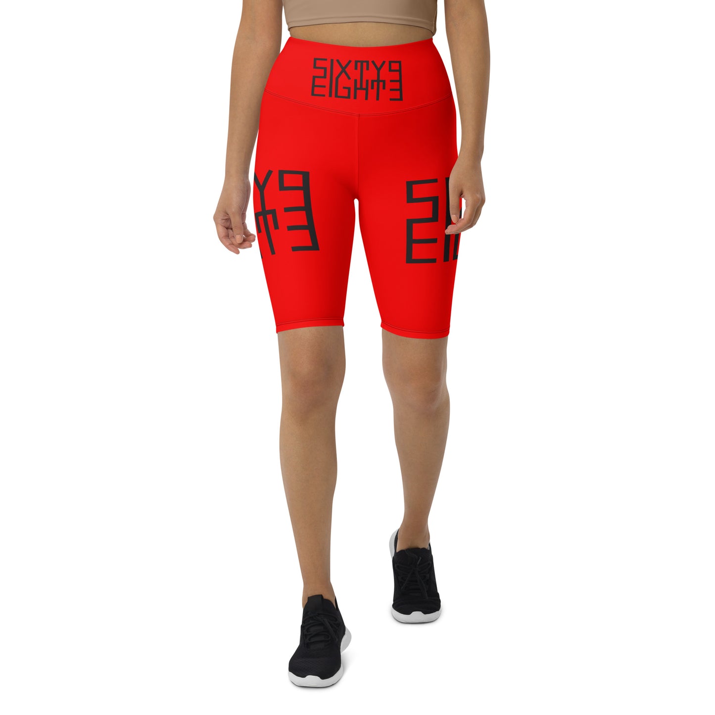 Sixty Eight 93 Logo Black & Red Biker Shorts