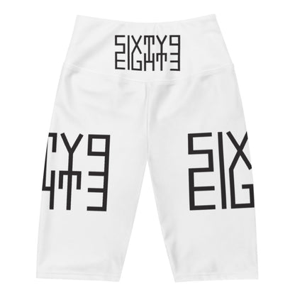 Sixty Eight 93 Logo Black & White Biker Shorts