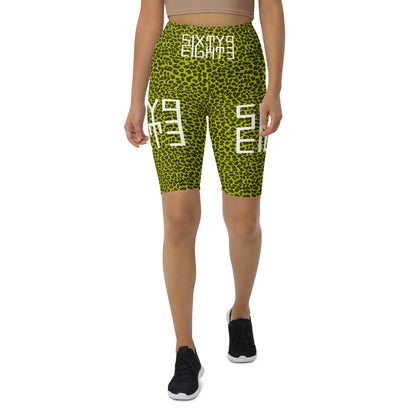 Sixty Eight 93 Logo White Cheetah Lemonade Biker Shorts