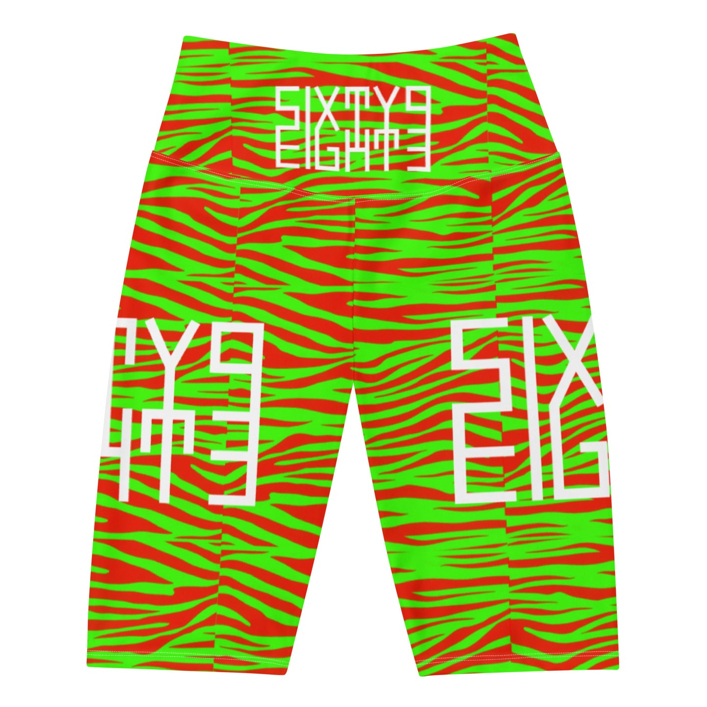Sixty Eight 93 Logo White Zebra Strawberry Lime Biker Shorts