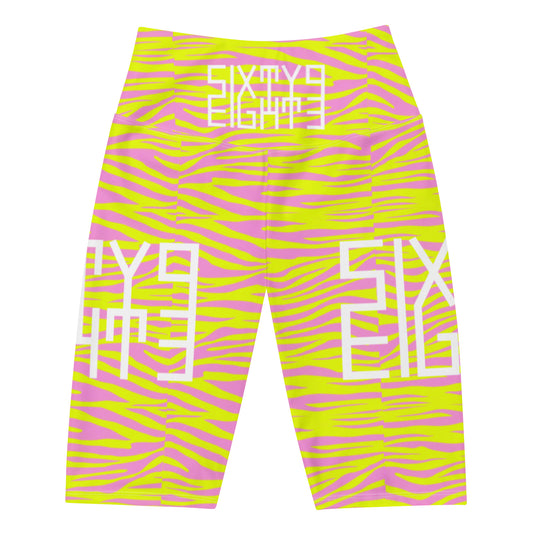 Sixty Eight 93 Logo White Zebra Pink Lemonade Biker Shorts