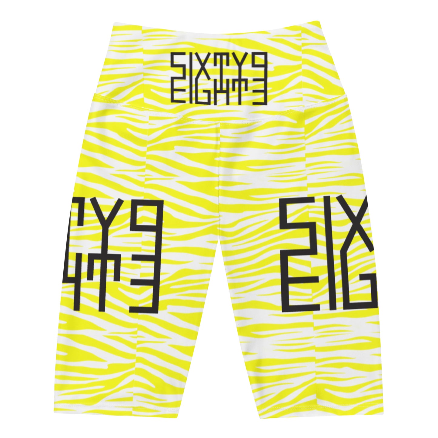Sixty Eight 93 Logo Black Zebra Crème Lemonade Biker Shorts