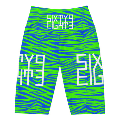 Sixty Eight 93 Logo White Zebra Blueberry Lime Biker Shorts