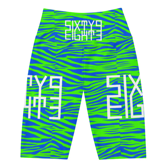 Sixty Eight 93 Logo White Zebra Blueberry Lime Biker Shorts