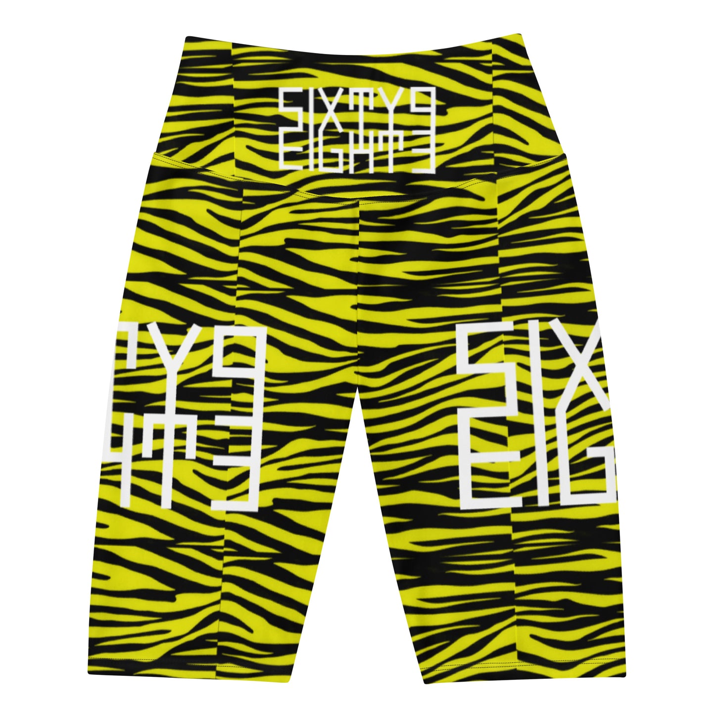 Sixty Eight 93 Logo White Zebra Black Lemonade Biker Shorts