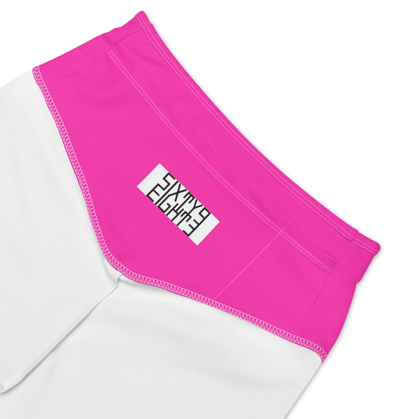 Sixty Eight 93 Logo White & Fuchsia Biker Shorts