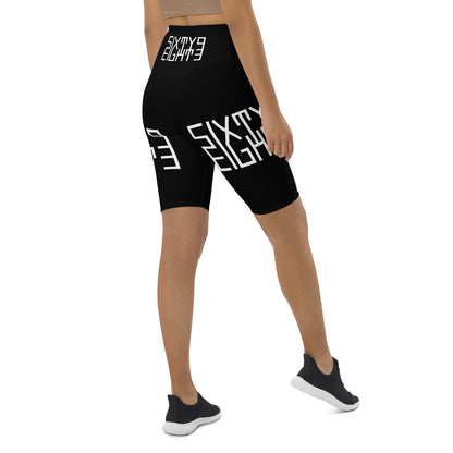 Sixty Eight 93 Logo White & Black Biker Shorts