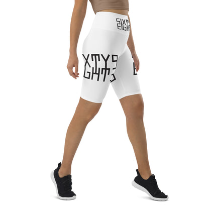 Sixty Eight 93 Logo Black & White Biker Shorts