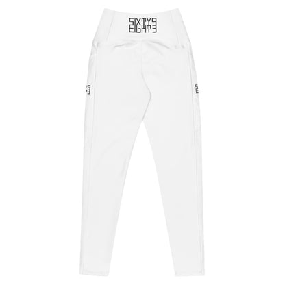 Sixty Eight 93 Logo Black White Crossover Leggings with pockets