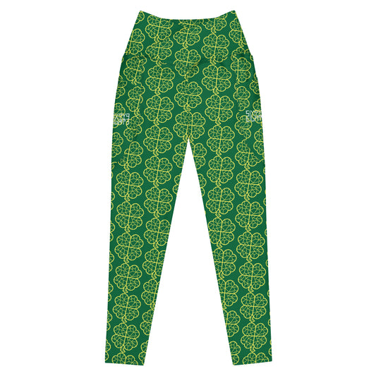 Sixty Eight 93 Logo White St Patrick Crossover Leggings with pockets