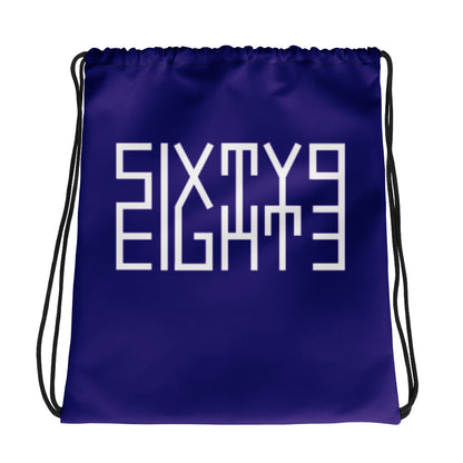 Sixty Eight 93 Logo White & Royal Blue Drawstring Bag