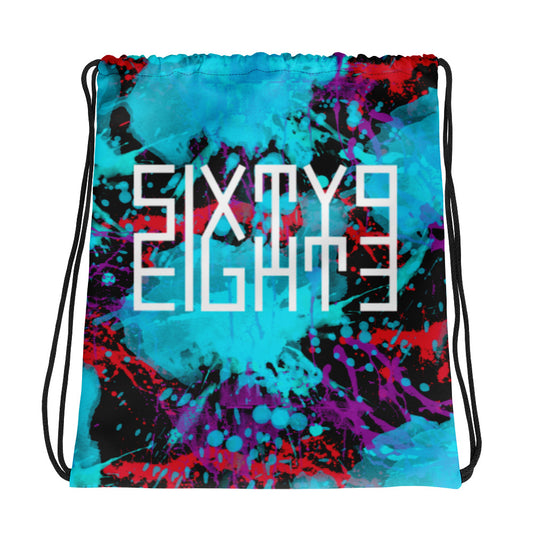 Sixty Eight 93 Logo White Splatter #1.2 Drawstring Bag