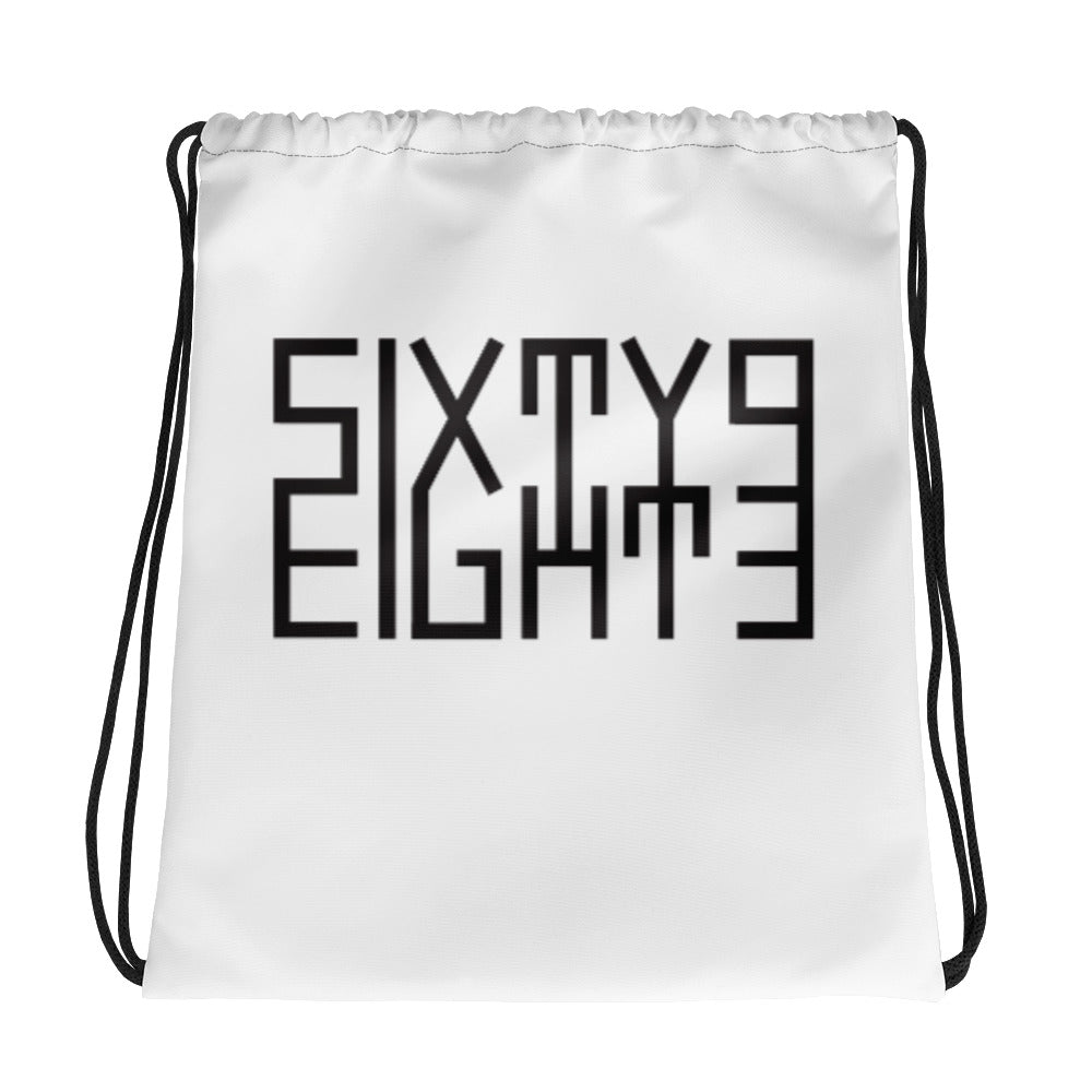 Sixty Eight 93 Logo Black & White Drawstring Bag
