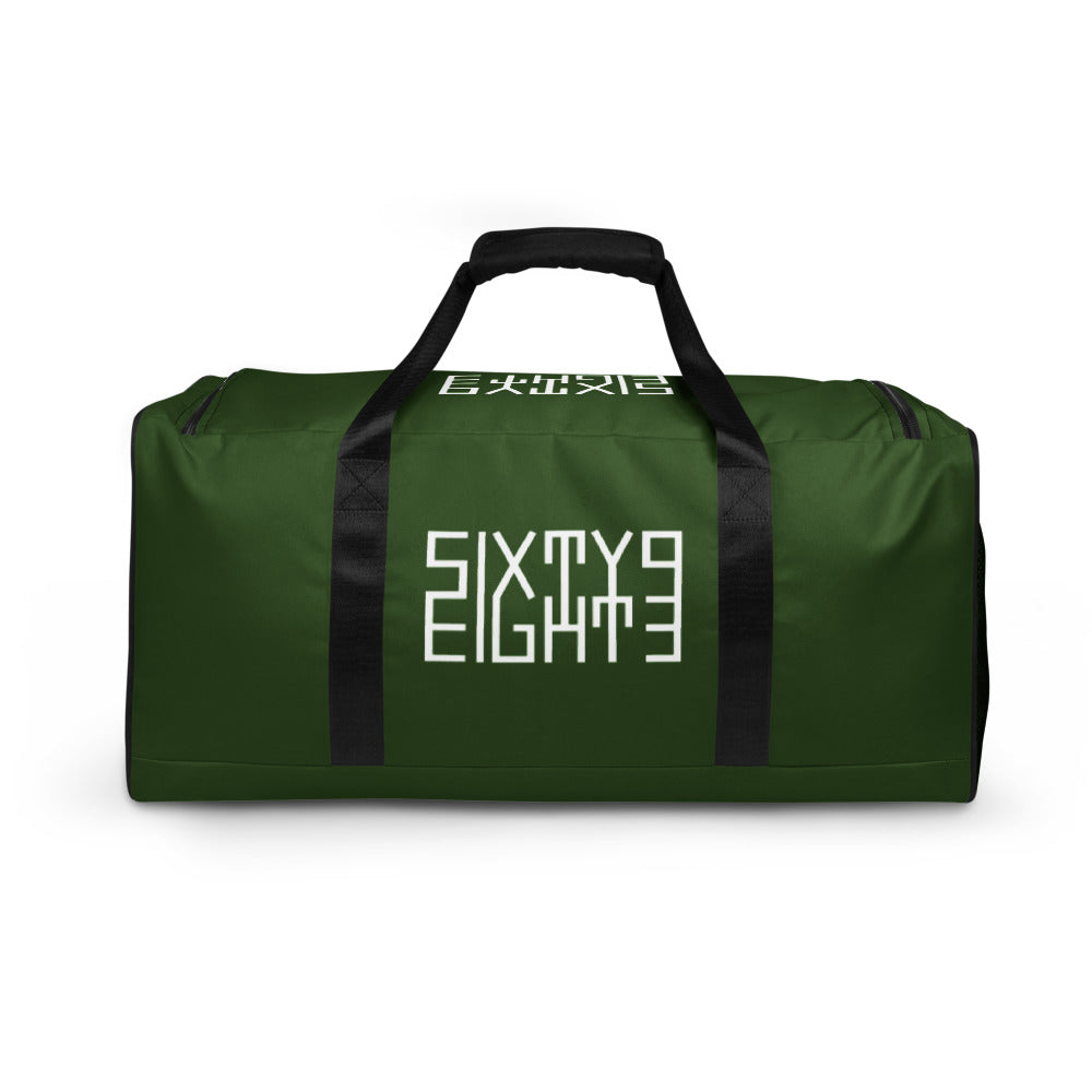 Sixty Eight 93 Logo White & Forest Green Duffle Bag