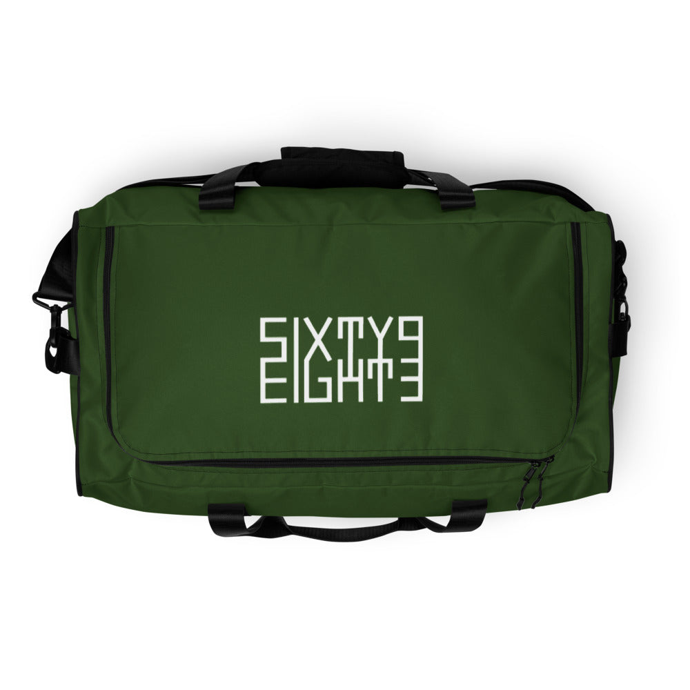 Sixty Eight 93 Logo White & Forest Green Duffle Bag