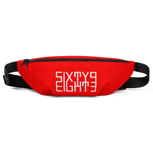 Sixty Eight 93 Logo White Red Fanny Pack