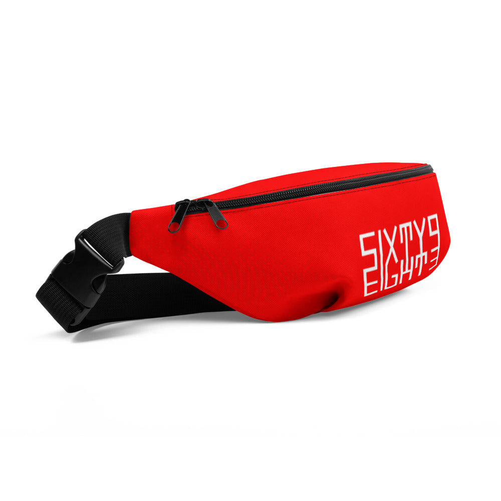 Sixty Eight 93 Logo White Red Fanny Pack