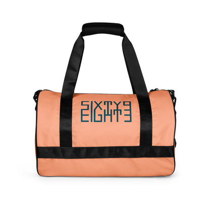 Sixty Eight 93 Logo Dark Teal & Peach Gym Bag