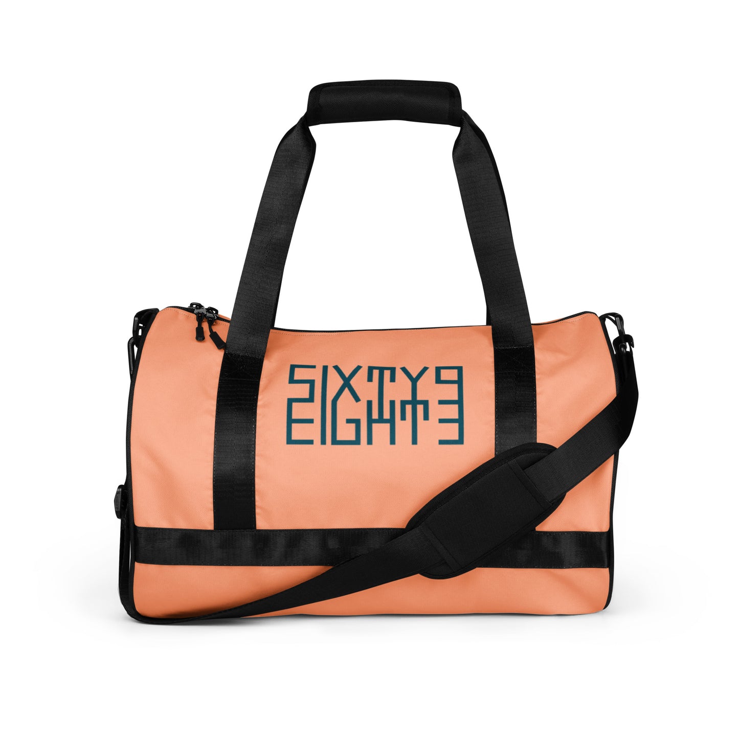 Sixty Eight 93 Logo Dark Teal & Peach Gym Bag