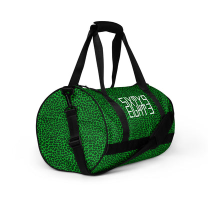 Sixty Eight 93 Logo White Cheetah Lime Green Gym Bag