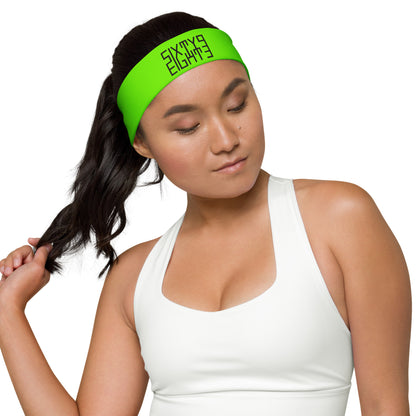 Sixty Eight 93 Logo Black Lime Green Headband