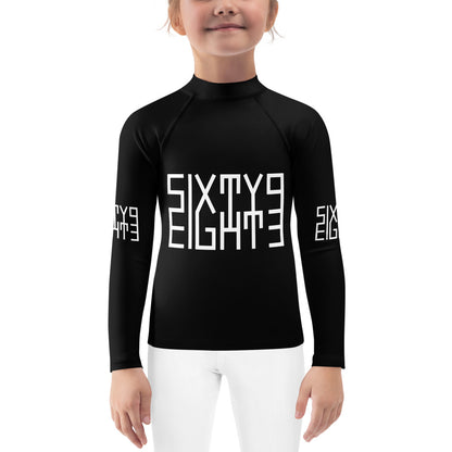 Sixty Eight 93 Logo White & Black Kids Rash Guard
