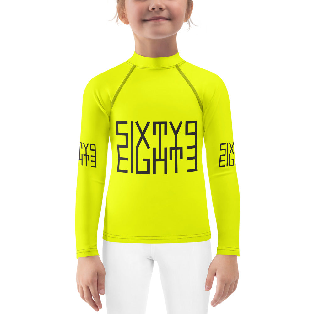 Sixty Eight 93 Logo Black & Lemonade Kids Rash Guard