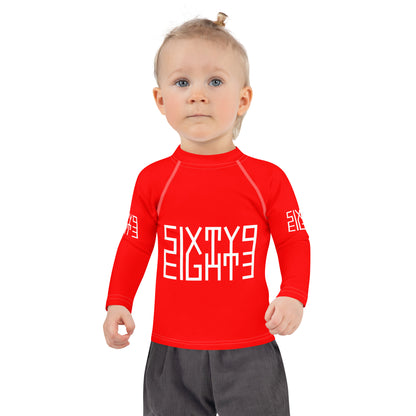 Sixty Eight 93 Logo White & Red Kids Rash Guard