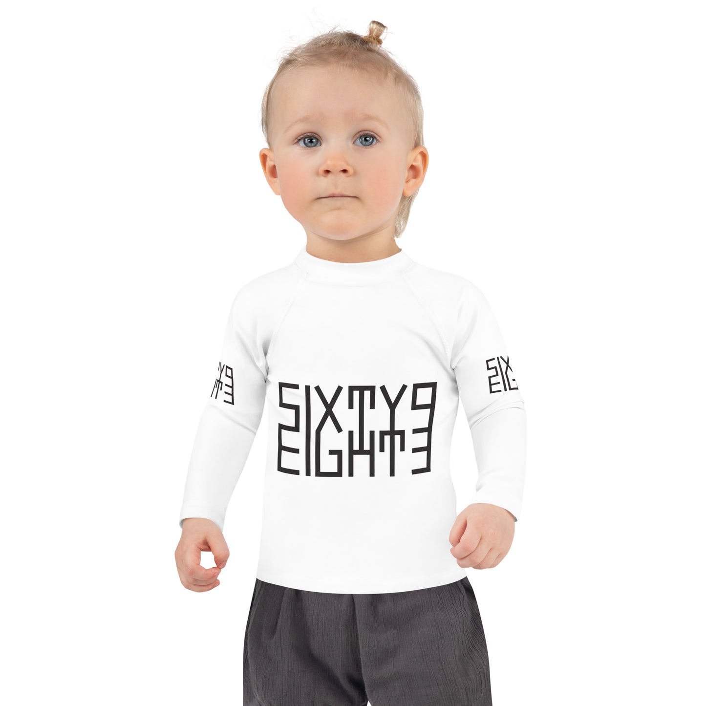 Sixty Eight 93 Logo Black & White Kids Rash Guard