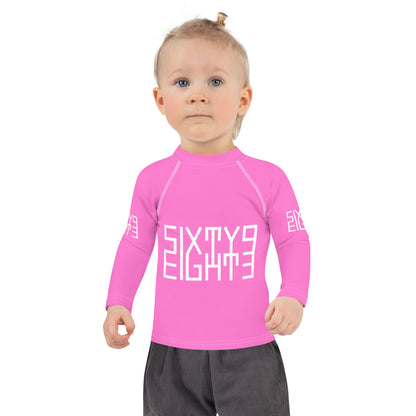 Sixty Eight 93 Logo White & Pink Kids Rash Guard
