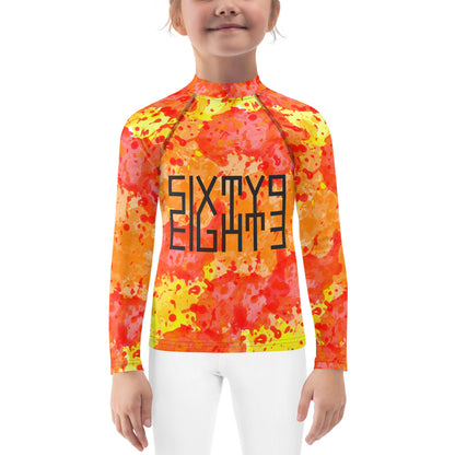 Sixty Eight 93 Logo Black Sunburst Kids Rash Guard