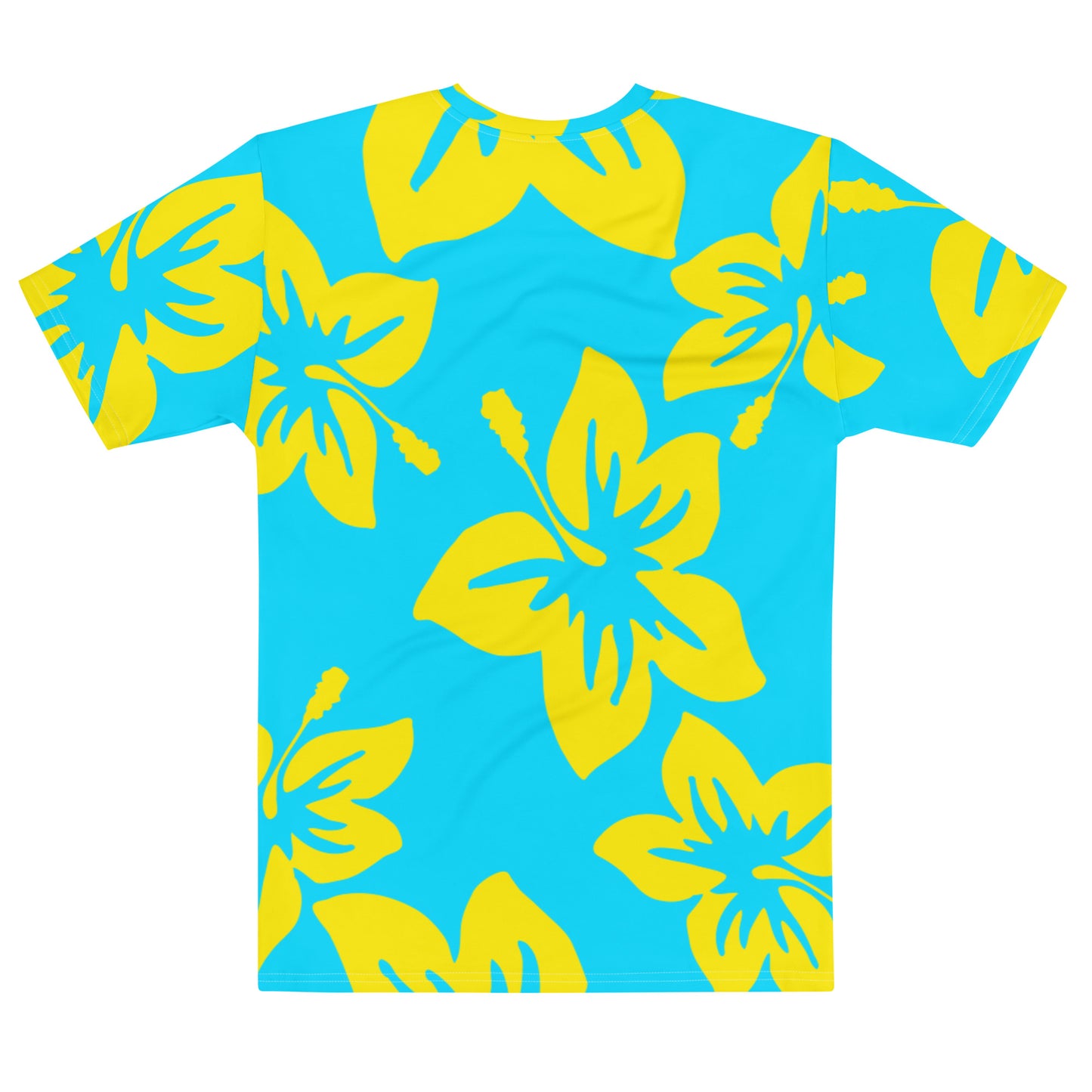 Sixty Eight 93 Logo White Hibiscus Gold & Aqua Blue Tee