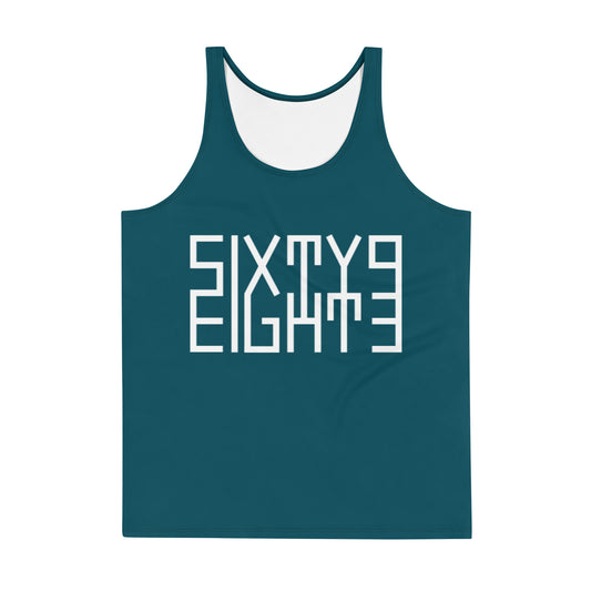 Sixty Eight 93 Logo White & Dark Teal Men's AOP Tank Top